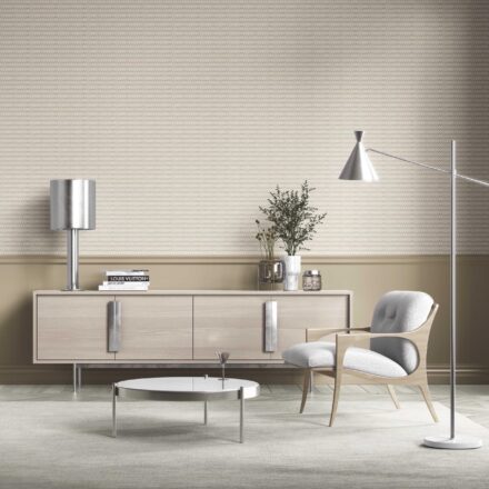 'Swiss Coffee' Neutral Ikat Striped Wallpaper (Beige/ Tan/ White) - Image 3