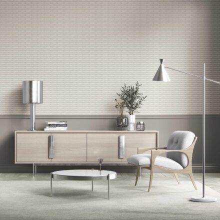 'Acik Khaver' Neutral Ikat Striped Wallpaper (Gray/ Greige/ White) - Image 3