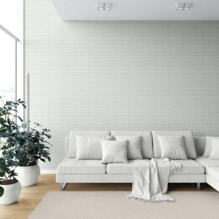 'Albi' Geometric Ikat Striped Wallpaper (Duck Egg Blue/ White) - Image 6