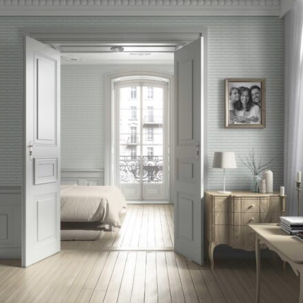 'Sahara Showers' Neutral Ikat Striped Wallpaper (Light Gray- Blue/ White) - Image 4