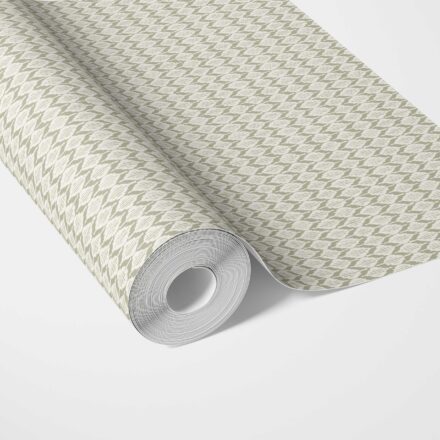 'Tinted Treasures' Geometric Ikat Striped Wallpaper (Olive Green/ White)