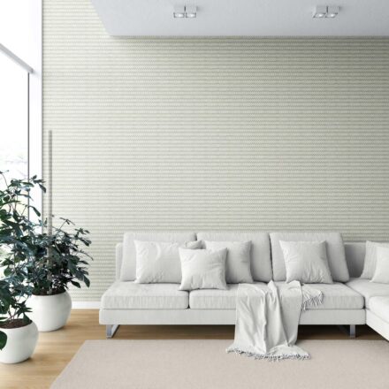 'Tinted Treasures' Geometric Ikat Striped Wallpaper (Olive Green/ White) - Image 6