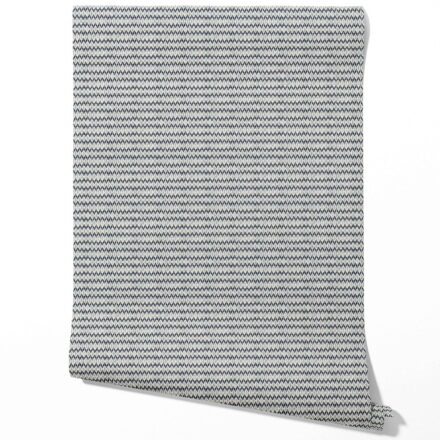 'Periwinkle' Geometric Ikat Striped Wallpaper (Navy Blue/ White) - Image 2
