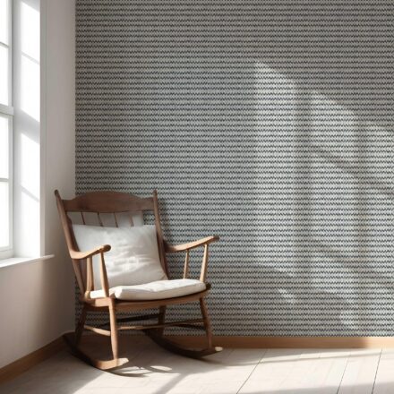 'Periwinkle' Geometric Ikat Striped Wallpaper (Navy Blue/ White) - Image 5
