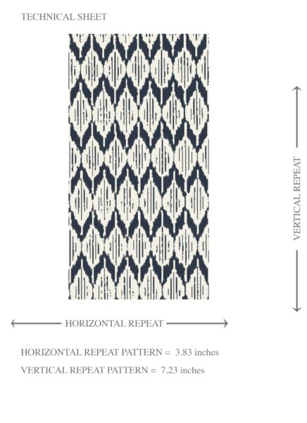 'Periwinkle' Geometric Ikat Striped Wallpaper (Navy Blue/ White) - Image 8