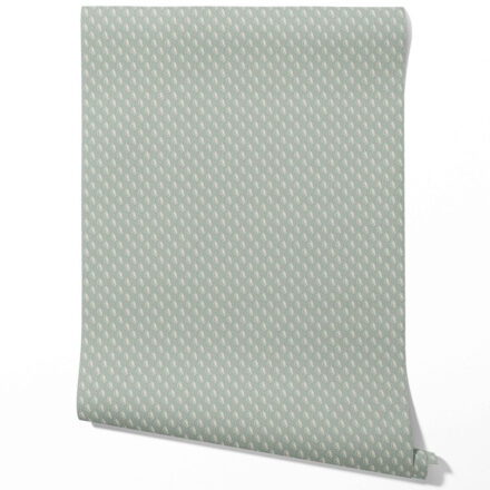 'Tremolo' Textured Teardrop/ Paisley Block Print Wallpaper (Green-Gray/ White) - Image 2