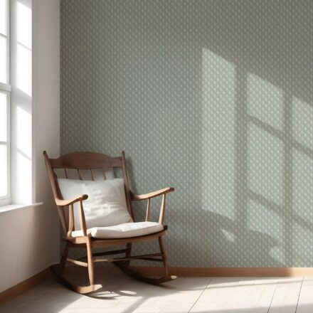 'Tremolo' Textured Teardrop/ Paisley Block Print Wallpaper (Green-Gray/ White) - Image 5