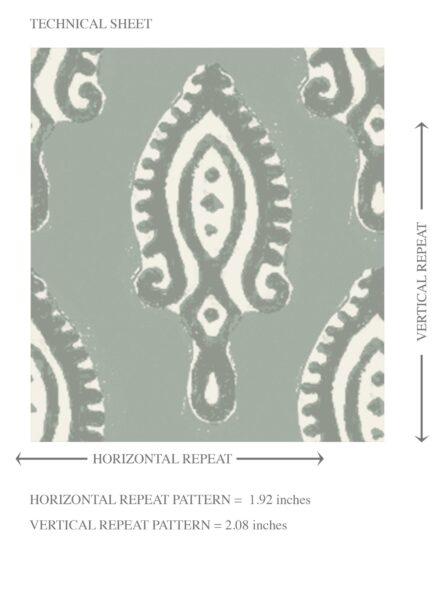 'Tremolo' Textured Teardrop/ Paisley Block Print Wallpaper (Green-Gray/ White) - Image 8