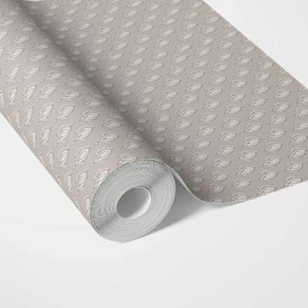 'Verena' Neutral Textured Teardrop/ Paisley Block Print Wallpaper (Gray/ Greige/ White)