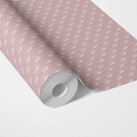 'Sarin' Textured Teardrop/ Paisley Block Print Wallpaper (Pink/ White)