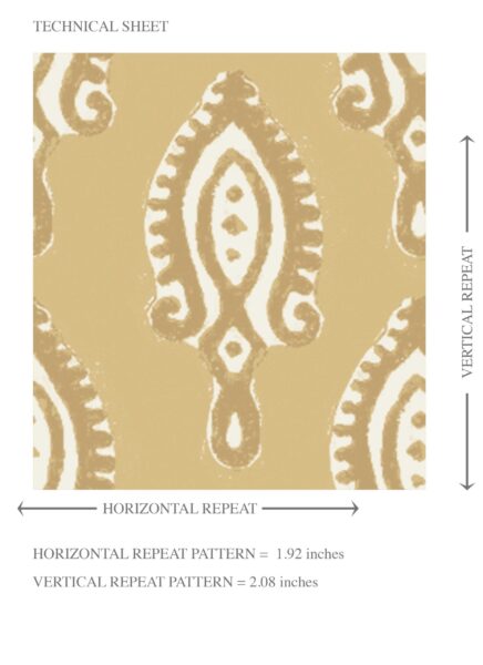 'Sun Dial' Textured Teardrop/ Paisley Block Print Wallpaper (Yellow/ White) - Image 8