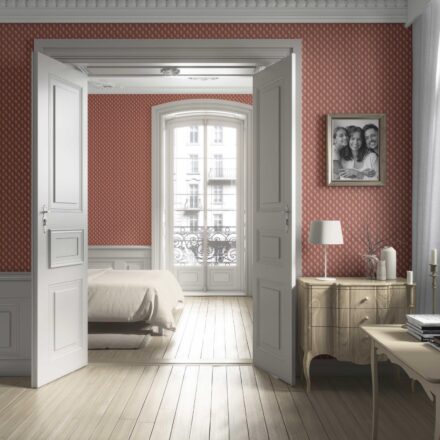 'Brick Paver' Textured Teardrop/ Paisley Block Print Wallpaper (Red/ White) - Image 4