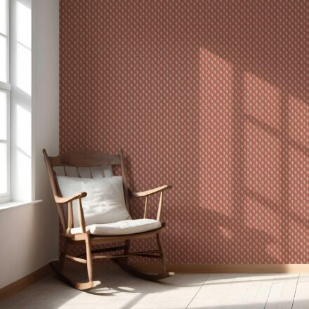 'Brick Paver' Textured Teardrop/ Paisley Block Print Wallpaper (Red/ White) - Image 5