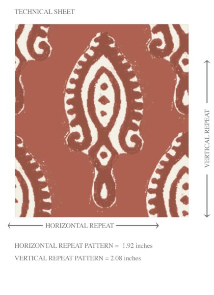 'Brick Paver' Textured Teardrop/ Paisley Block Print Wallpaper (Red/ White) - Image 8