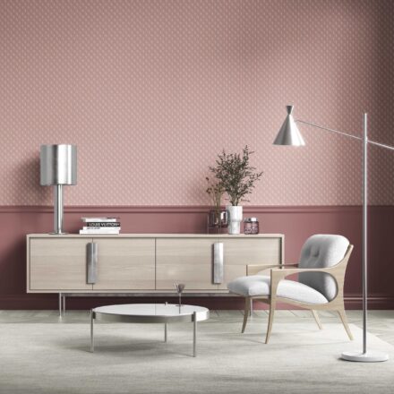 'Heather Mist' Textured Teardrop/ Paisley Block Print Wallpaper (Rose Pink/ White) - Image 3