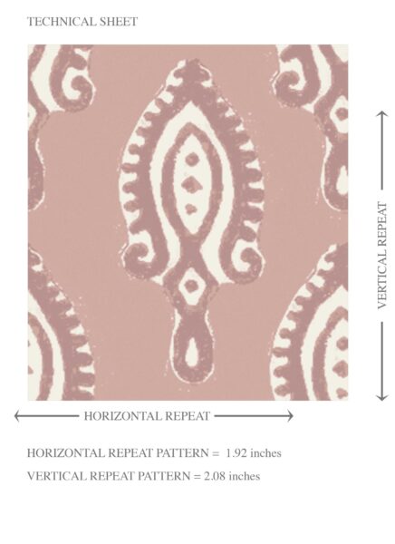 'Heather Mist' Textured Teardrop/ Paisley Block Print Wallpaper (Rose Pink/ White) - Image 8