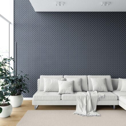'Blush Spitzer' Textured Teardrop/ Paisley Block Print Wallpaper (Navy Blue/ White) - Image 6