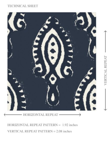 'Blush Spitzer' Textured Teardrop/ Paisley Block Print Wallpaper (Navy Blue/ White) - Image 8