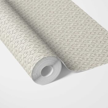 'First Dawn' Neutral Geometric Scallops Floral Wallpaper (Beige/ Greige)