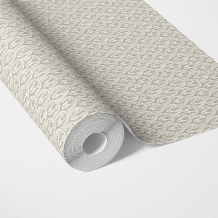 'First Dawn' Neutral Geometric Scallops Floral Wallpaper (Beige/ Greige)