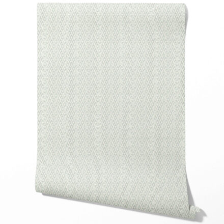'Beach Comber' Geometric Scallops Floral Wallpaper (Duck Egg Blue/ White) - Image 3