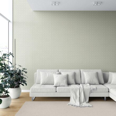'Clairvoyant' Geometric Scallops Floral Wallpaper (Olive Green/ White) - Image 6