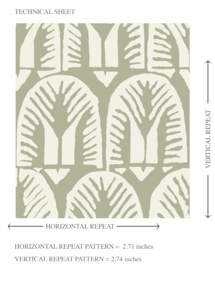 'Clairvoyant' Geometric Scallops Floral Wallpaper (Olive Green/ White) - Image 8