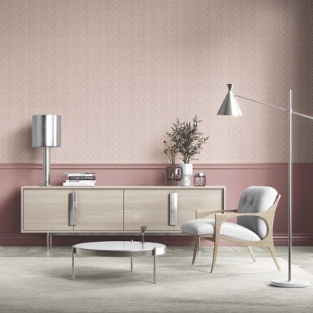 'Boulevard' Geometric Scallops Floral Wallpaper (Pink/ White) - Image 2