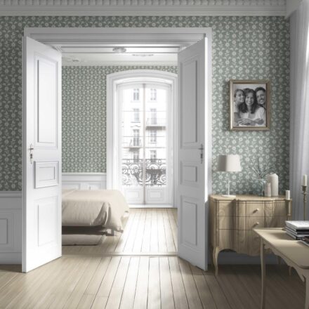 'Basal' Modern Floral/ Botanical Wallpaper (Green-Gray/ White) - Image 4