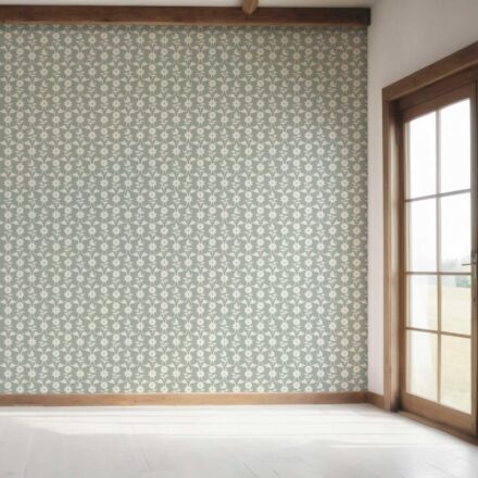 'Basal' Modern Floral/ Botanical Wallpaper (Green-Gray/ White) - Image 7