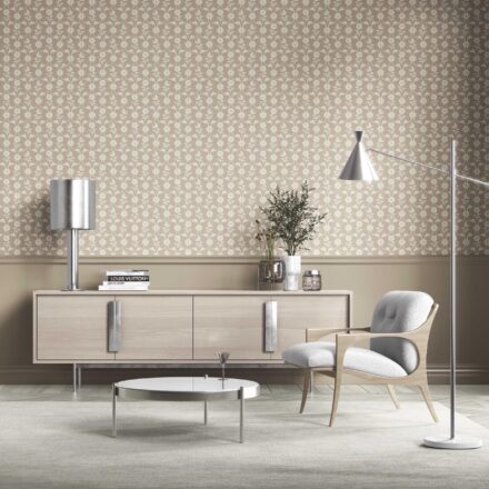'Clementine' Neutral Toned Modern Floral/ Botanical Wallpaper (Beige/ White) - Image 2