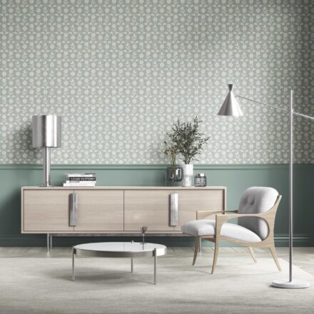 'Carefree Breeze' Modern Floral Botanical Wallpaper (Duck Egg Blue/ White) - Image 2
