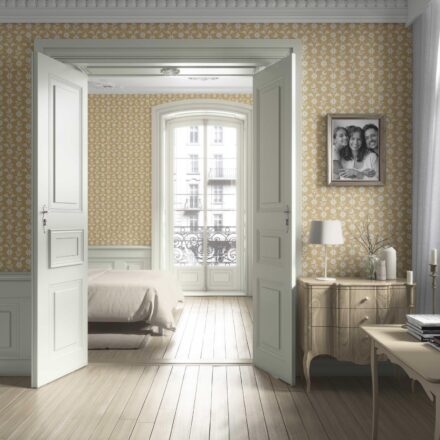 'Raisin' Modern Floral Botanical Wallpaper (Yellow/ White) - Image 4