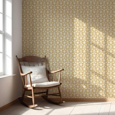 'Raisin' Modern Floral Botanical Wallpaper (Yellow/ White) - Image 5