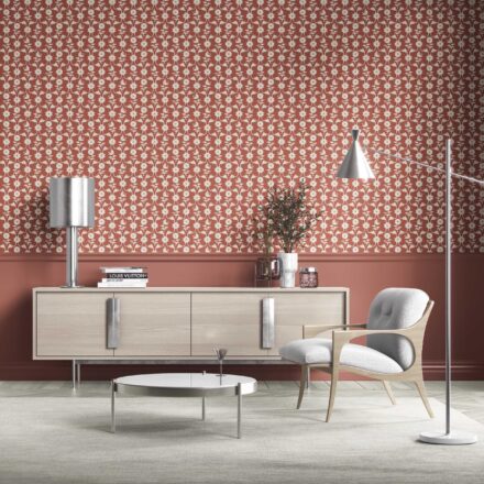 'Afropavo' Modern Floral Botanical Wallpaper (Terracotta Red/ White) - Image 2