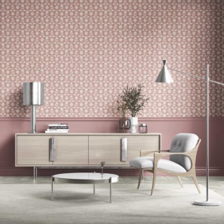 'Lychee' Modern Floral Botanical Wallpaper (Pink/ White) - Image 2