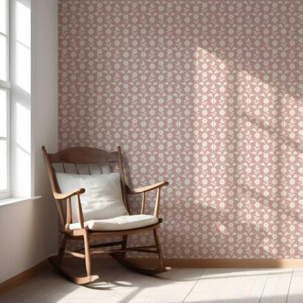 'Lychee' Modern Floral Botanical Wallpaper (Pink/ White) - Image 5