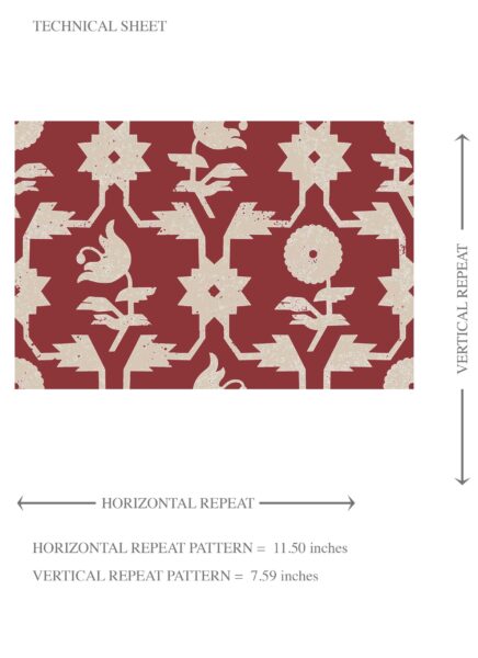 'Vineyard' Modern Floral Botanical Wallpaper (Deep Red/ Off-White) - Image 8