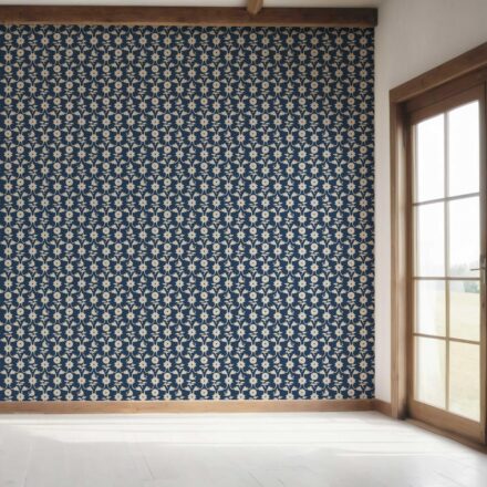 'Debo' Modern Floral Botanical Wallpaper (Navy Blue/ Beige) - Image 7