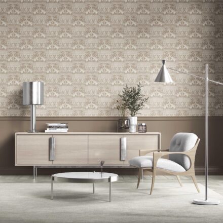 'Creamy Crust' Ethnic/ Heritage Elephants & Animals Print Wallpaper (Beige/ Brown/ White) - Image 2