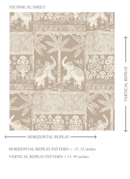 'Creamy Crust' Ethnic/ Heritage Elephants & Animals Print Wallpaper (Beige/ Brown/ White) - Image 8