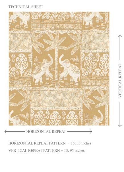 'Cristatus' Ethnic/ Heritage Elephants & Animals Print Wallpaper (Yellow/ White) - Image 8
