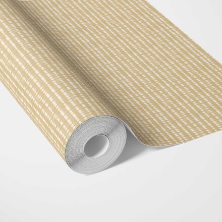'Meanders' Textured Shibori Effect Striped Wallpaper (Yellow/ White)