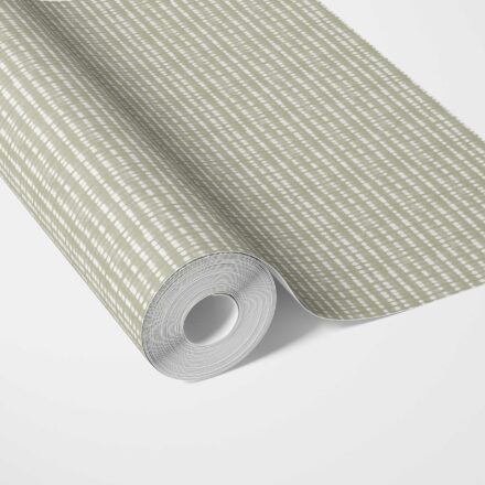 'Oudh' Textured Shibori Effect Striped Wallpaper (Olive Green/ White)
