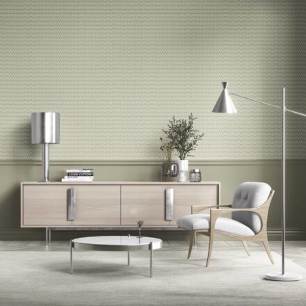 'Salamander' Modern Geometric Micro-Print Wallpaper (Light Olive Green) - Image 3