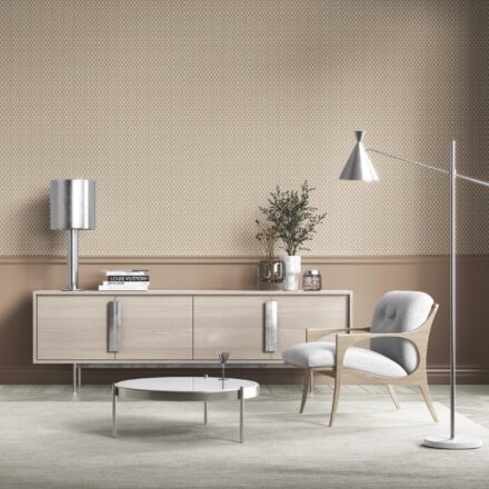 'Pavo' Neutral-Toned/ Small Geometric Print Wallpaper (Brown/ Beige/ White) - Image 3
