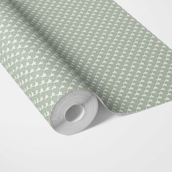 'Meteor' Small-Scale Geometric Print Wallpaper (Sage Green/ White)