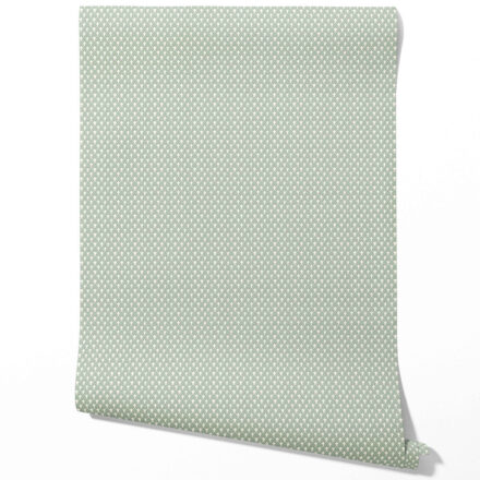 'Meteor' Small-Scale Geometric Print Wallpaper (Sage Green/ White) - Image 2