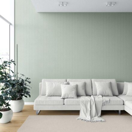 'Meteor' Small-Scale Geometric Print Wallpaper (Sage Green/ White) - Image 6