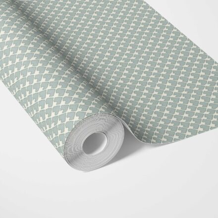 'Chiapas' Small-Scale Geometric Print Wallpaper (Duck Egg Blue/ White)